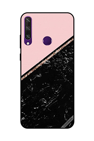 Covernex غطاء حماية لهاتف هواوي Y6P - أسود رخامي وشريط ذهبي