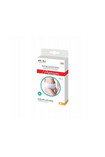 Akuku Set 5 chiloti postnatali de unica folosinta Premium A0552, Marimea XL, Alb