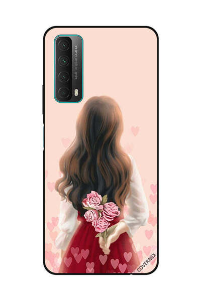 Covernex غطاء حماية لهاتف هواوي Y7A/P Smart 2021 بطبعة فتاة تخفي أزهارًا