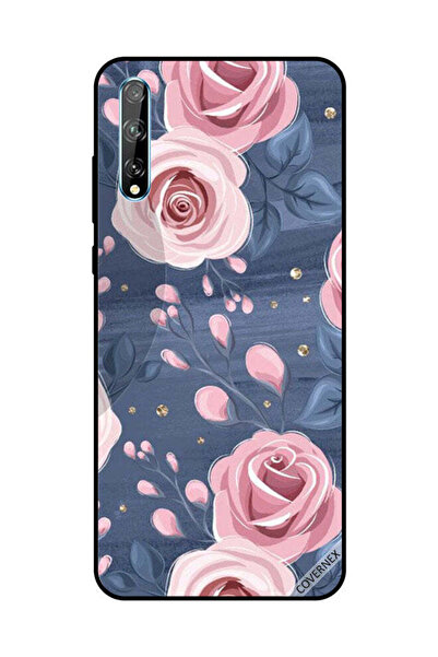 Covernex غطاء حماية لهاتف هواوي Y8P/P Smart S بنقشة ورود وردية وأوراق رمادية ...