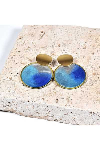 NARRU NARRU earrings handmade, round, blue, blue, gold, Asha 9