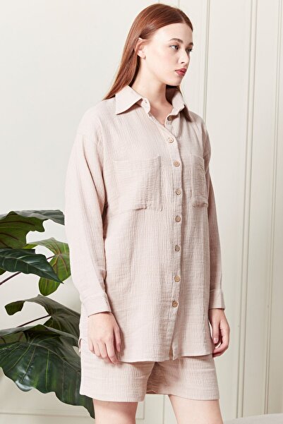 MAKSEN TEKSTİL 100% Cotton Fabric Cool Women's Shirt