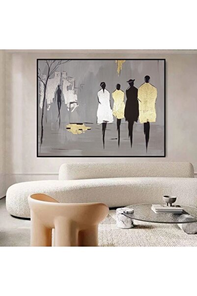 4gdran لوحة قماشية بتصميم الفن التشكيلي مع برواز أسود مجوف