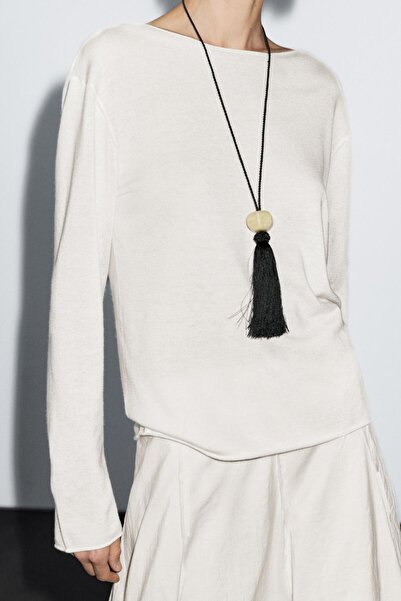 Massimo Dutti Yün karışımlı kayık yaka kazak