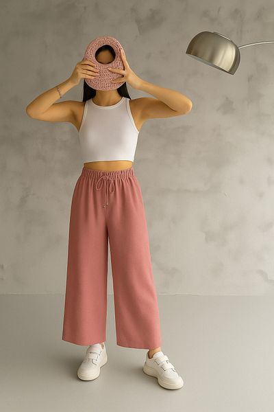 VOICTEC Relaxed Fit Tiril Tiril Standard Size 38-48 Size Range Casual Loose Fit Ayrobin Pants with Elastic Waist