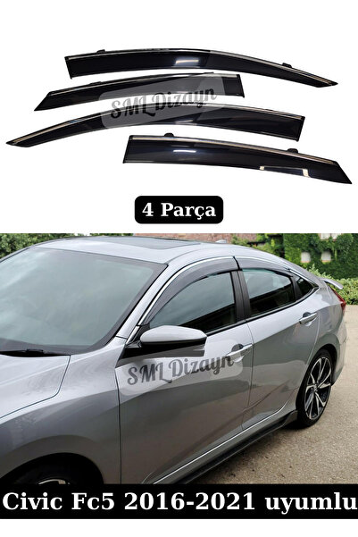 SML Dizayn Honda Civic Fc5 Kromlu Cam Rüzgarlığı Nikelajlı 2016-2021 4 Parça
