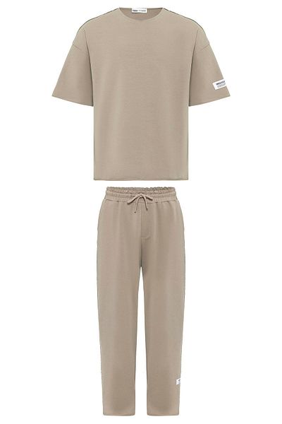 VAMOSCLO Label Detailed Oversize Tracksuit Suit Mink