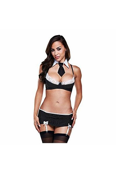 Baci Sexy Secretary Lingerie Set, Baci, M/L, White/Black