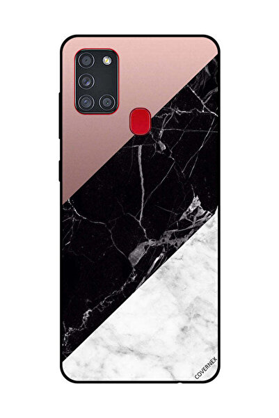 Covernex غطاء حماية لهاتف سامسونج جالاكسي A21S، أبيض، أسود، سطح رخامي بنمط سادة