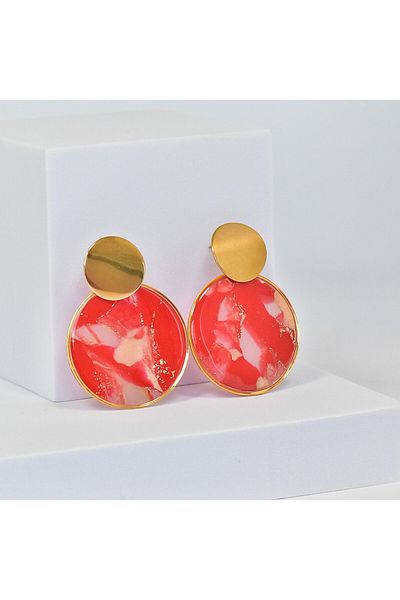 NARRU NARRU handmade earrings, round, red and gold, Asha 11