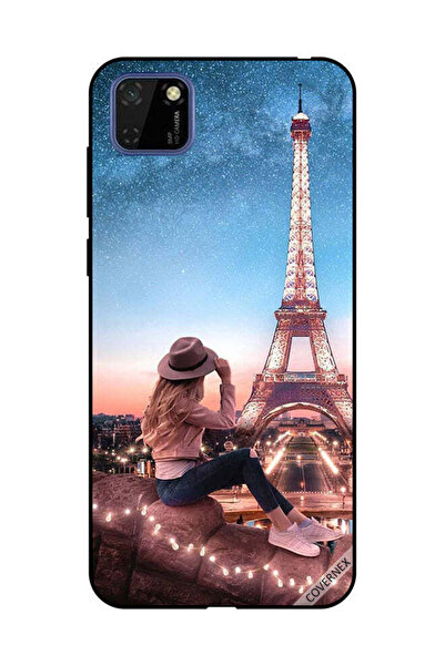 Covernex غطاء حماية لهاتف هواوي Y5P - فتاة قبعة بنية وبرج إيفيل