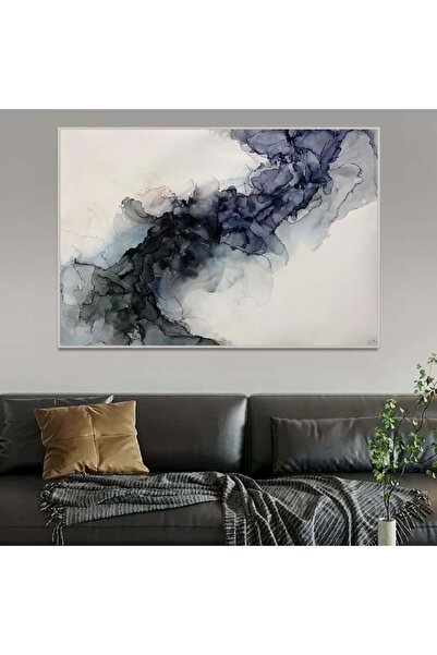 4gdran لوحة قماشية بتصميم الفن التجريدي مع برواز فضي مجوف