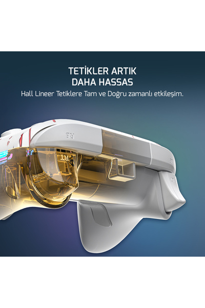 GamePower Force RGB Kablosuz Beyaz Gamepad (2.4G, Bluetooth,Kablolu) (PC Uyumlu)