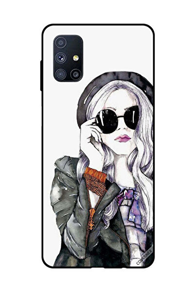 Covernex غطاء حماية لهاتف سامسونج جالاكسي M51، أسود، زجاجي، بتصميم فتاة لطيفة