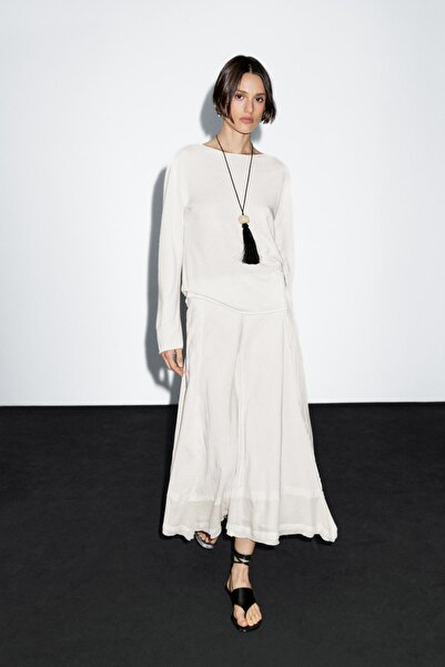 Massimo Dutti Yün karışımlı kayık yaka kazak