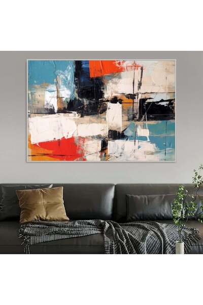 4gdran لوحة قماشية بتصميم الفن التشكيلي مع برواز فضي مجوف