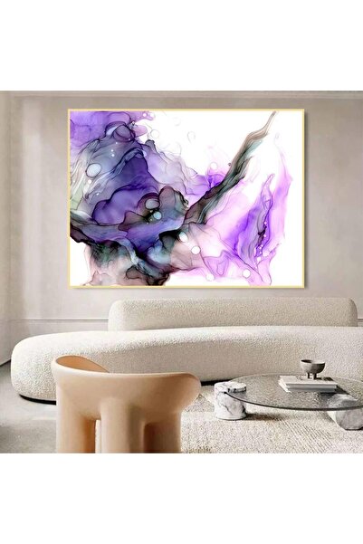 Marktna لوحة قماشية بتصميم الفن التجريدي مع برواز ذهبي مجوف