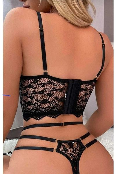 Astra Plus Fancy Gold Heart Garters Bustier Σετ εσώρουχα Μαύρο - Μαύρο - ASTPS84I06F-SCI