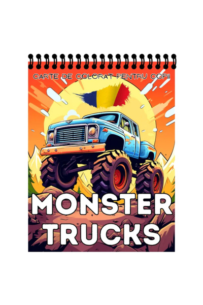 Magia Cartii Carte de colorat pentru copii cu camioane monster truck pentru b...
