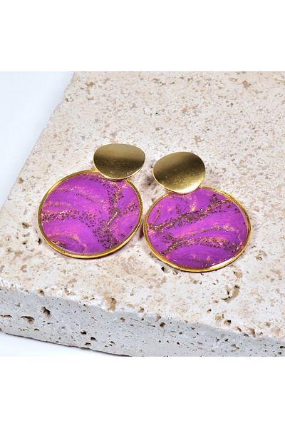 NARRU Handmade NARRU earrings, pink purple and gold, Asha 37