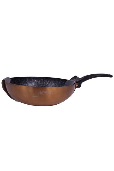 BRIO Tigaie WOK aluminiu presat, diametru 28 cm, acoperire antiaderenta, Brio Copper