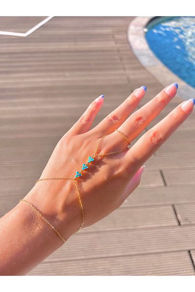 AŞIK ACCESSORIES Stainless Steel Blue Stone Şahmeran