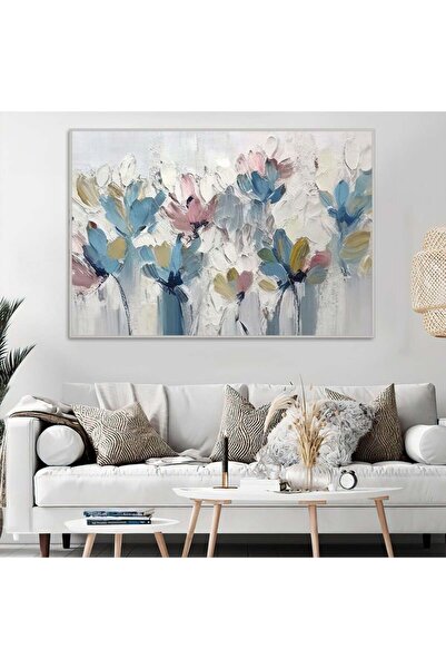 SND لوحة قماشية بتصميم ورود مع برواز فضي مجوف