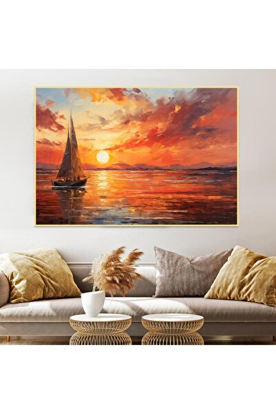 4gdran لوحة قماشية بتصميم مودرن مع برواز ذهبي مجوف