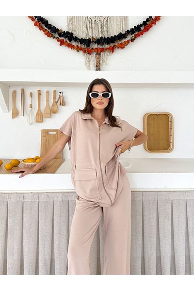 Louen lucie Cargo Pocket Tunic Vest Sports Pants Suit.
