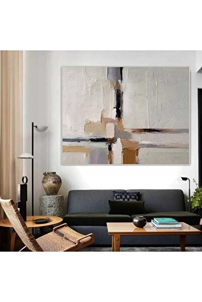 Marktna لوحة قماشية بتصميم الفن التشكيلي مع برواز فضي مجوف