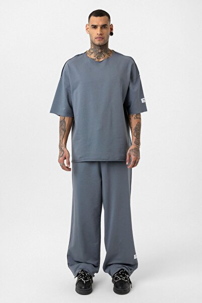 VAMOSCLO oversized Σετ αθλητικής φόρμας με ετικέτα λεπτομερής προσαρμογής Füme