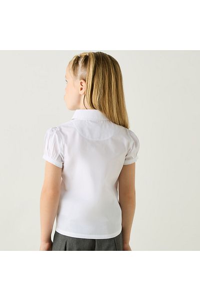 Juniors Embroidered Chest Pocket Shirt with Peter Pan Collar and Long Sleeves