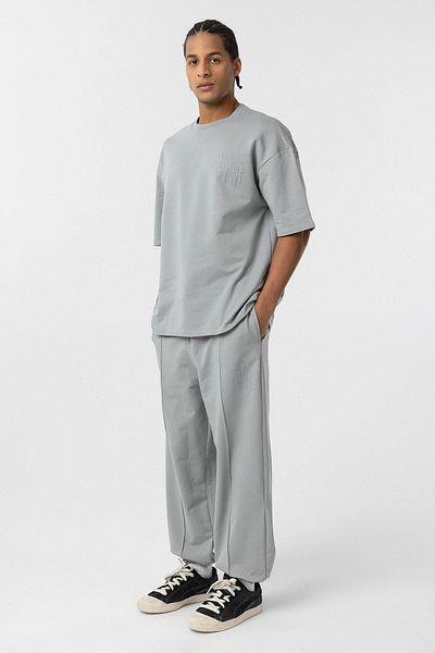 VAMOSCLO Oversize Printed Tracksuit Suit Gray