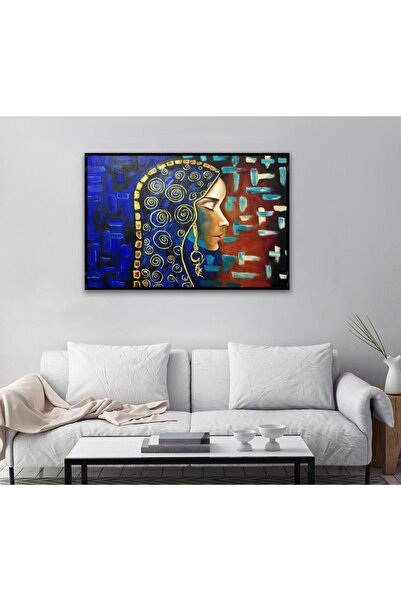 4gdran لوحة قماشية بتصميم امرآة مع برواز أسود مجوف