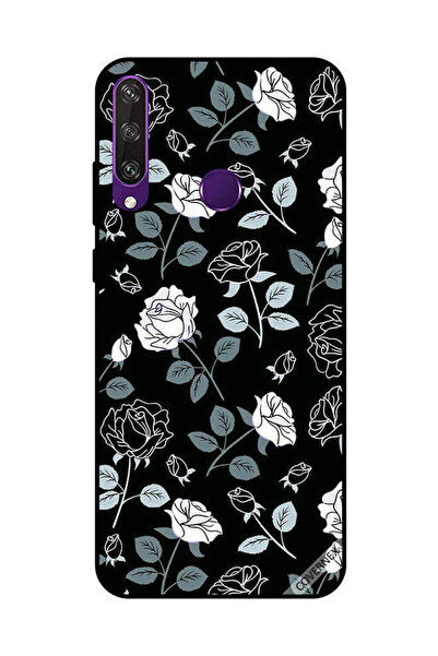 Covernex غطاء حماية لهاتف هواوي Y6P بنقشة زهور باللونين الأبيض والأسود