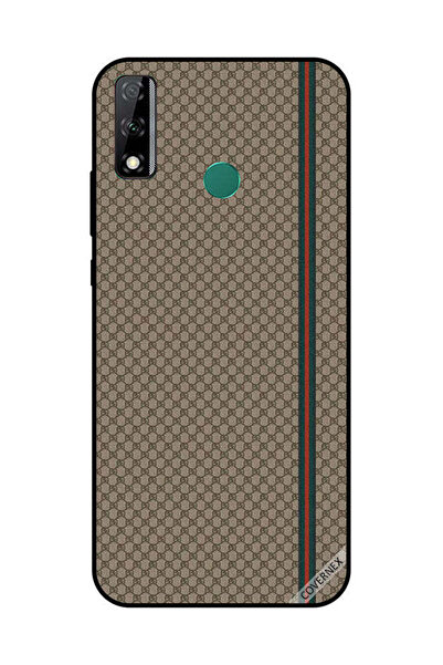 Covernex غطاء حماية لهاتف هواوي Y8S بخطوط حمراء وخضراء على نمط بني