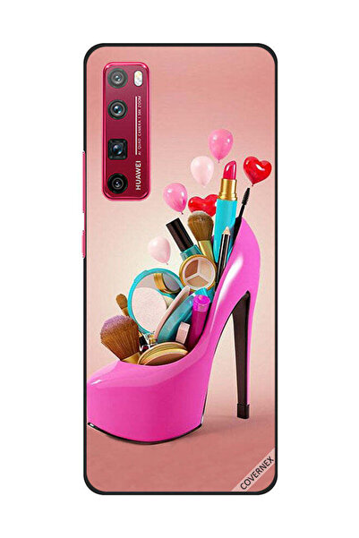 Covernex Protective Case Cover For Huawei Nova 7 Pro Pink Shoe With Makeup Items