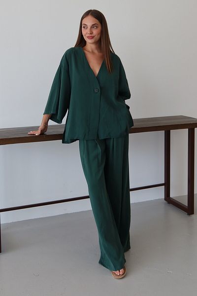 Laluvia Emerald Single Button Detailed Modal Suit - 51173