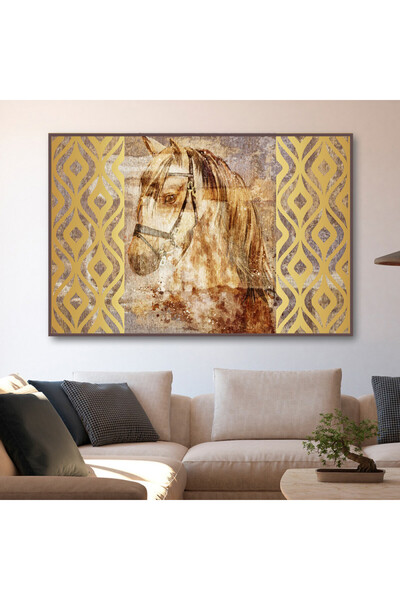 SND لوحة قماشية بتصميم حصان مع برواز شامبين مجوف