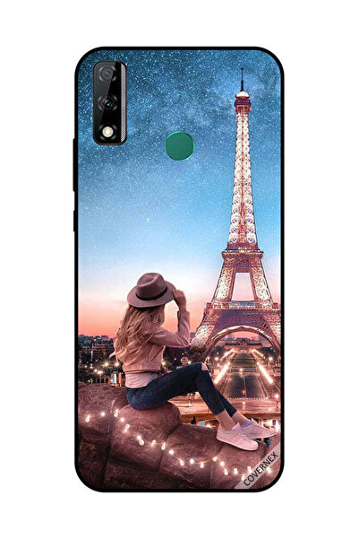 Covernex غطاء حماية لهاتف هواوي Y8S - فتاة القبعة البنية وبرج إيفيل