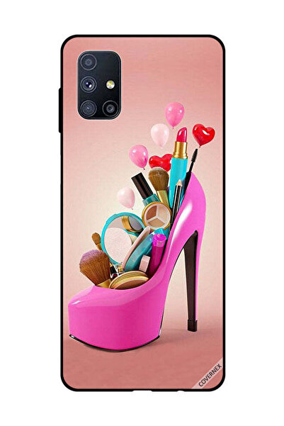 Covernex غطاء حماية لهاتف سامسونج جالاكسي M51 حذاء وردي مع أدوات مكياج