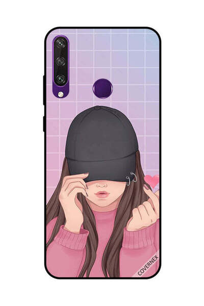 Covernex غطاء حماية لهاتف هواوي Y6P سناب لوف أسود بقبعة للبنات