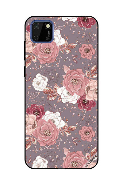 Covernex غطاء حماية لهاتف هواوي Y5P بنقشة زهور بلون الشوكولاتة