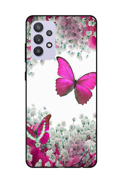 Covernex غطاء حماية لهاتف سامسونج جالاكسي A32 5G - فراشات وردية داكنة وزهور ب...