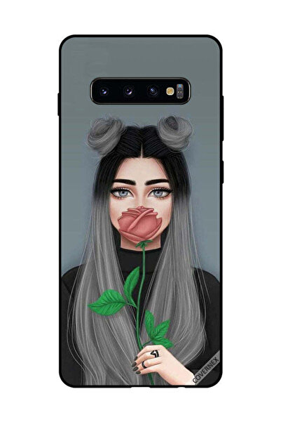 Covernex غطاء حماية لهاتف سامسونج جالاكسي S10 بلس بطبعة فتاة لطيفة تخفي فمها ...