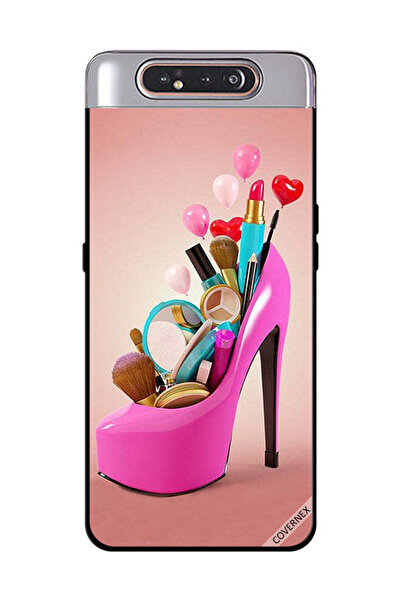 Covernex غطاء حماية لهاتف سامسونج جالاكسي A80 حذاء وردي مع أدوات مكياج