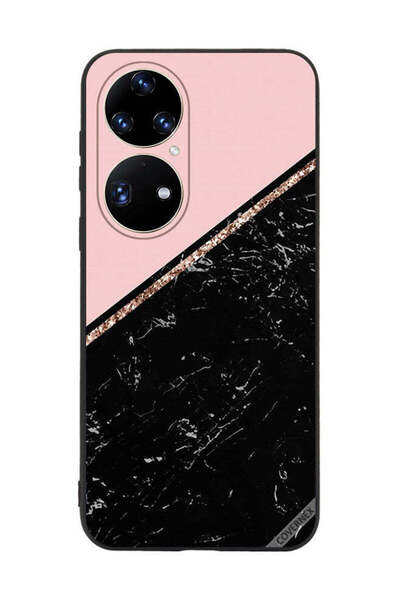 Covernex Protective Case Cover For Huawei P50 Black Marble & Golden Strip