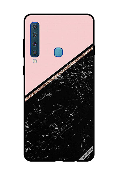 Covernex غطاء حماية لهاتف سامسونج جالاكسي A9 2018 - رخامي أسود وشريط ذهبي