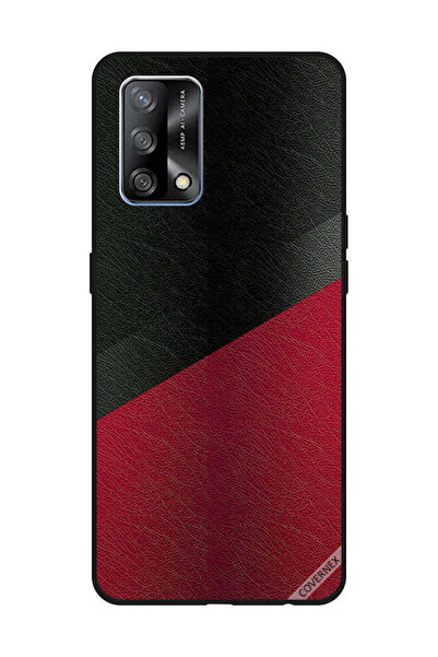 Covernex غطاء حماية لهاتف OPPO A74/F19 4G بنقشة جلد أسود وأحمر