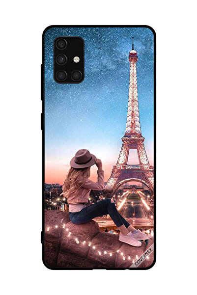 Covernex غطاء حماية لهاتف سامسونج جالاكسي A71 4G، فتاة قبعة بنية وبرج إيفيل